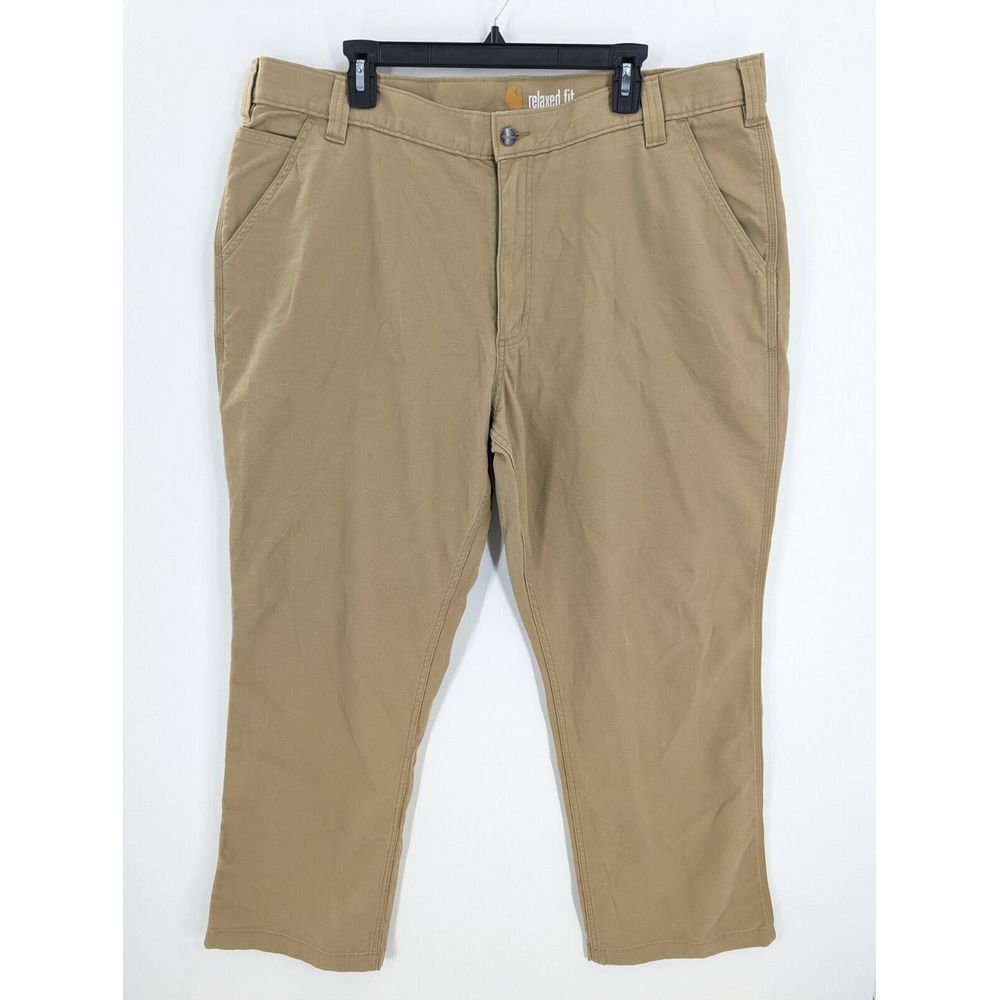 Carhartt Men's 42x30 Khaki Tan Relaxed Fit Rugged Flex Canvas Work Pants 102291